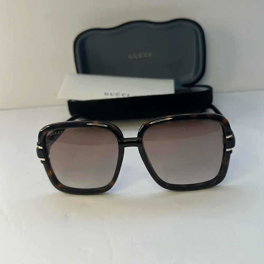 💯- New Authentic Gucci GG1066S 002 59 Havana Sunglasses